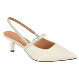 Vizzano 1122-881 Strappy Kitten Heel Pointy Toe Pump in Off White