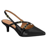 Vizzano 1122-885 Kitten Heel Pointy Toe Slingback Pump in Black Patent