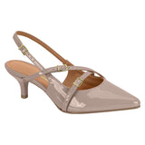 Vizzano 1122-885 Kitten Heel Pointy Toe Slingback Pump in Taupe Patent