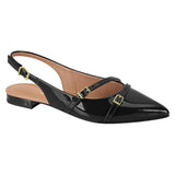 Vizzano 1206-296 Pointy Toe Slingback Flat in Black Patent