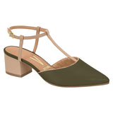 Vizzano 1220-363 Block Heel T-Bar Pump in Olive