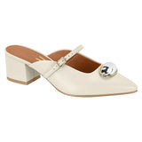 Vizzano 1220-370 Block Heel Mule in Off White