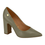 Vizzano 1285-400 Block Heel Pointy Toe Pump in Olive Napa