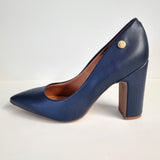 Vizzano 1285-400 Block Heel Pointy Toe Pump in Navy Napa