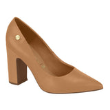 Vizzano 1285-400 Block Heel Pointy Toe Pump in Camel Napa