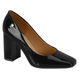 Vizzano 1428-100 Block Heel Pump in Black Patent