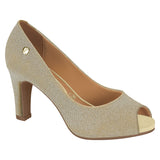 Vizzano 1840-300 Mid Heel Peeptoe Pump in Golden Shine