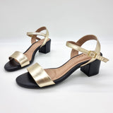 Beira Rio 8246-1176 Low Heel Sandal in Black/Gold