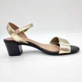 Beira Rio 8246-1176 Low Heel Sandal in Black/Gold