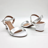 Beira Rio 8246-1176 Low Heel Sandal in White/Silver