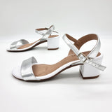 Beira Rio 8246-1176 Low Heel Sandal in White/Silver