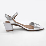 Beira Rio 8246-1176 Low Heel Sandal in White/Silver