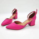 Vizzano 1220-317 Block Heel Ankle Strap Pump in Pink Napa