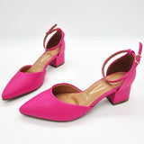 Vizzano 1220-317 Block Heel Ankle Strap Pump in Pink Napa