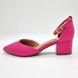 Vizzano 1220-317 Block Heel Ankle Strap Pump in Pink Napa