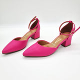 Vizzano 1220-317 Block Heel Ankle Strap Pump in Pink Napa