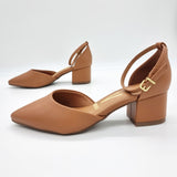 Vizzano 1220-317 Block Heel Ankle Strap Pump in Camel Napa