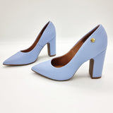 Vizzano 1285-400 Block Heel Pointy Toe Pump in Jeans Napa