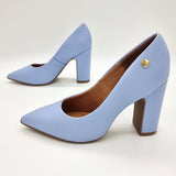 Vizzano 1285-400 Block Heel Pointy Toe Pump in Jeans Napa