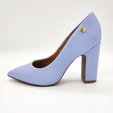 Vizzano 1285-400 Block Heel Pointy Toe Pump in Jeans Napa