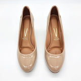 Vizzano 1259-200 Block Heel Round Toe Pump in Beige Patent