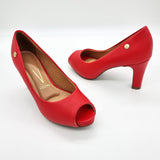 Vizzano 1840-300 Mid Heel Peeptoe Pump in Red Napa