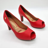 Vizzano 1840-300 Mid Heel Peeptoe Pump in Red Napa