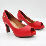 Vizzano 1840-300 Mid Heel Peeptoe Pump in Red Napa