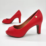 Vizzano 1840-300 Mid Heel Peeptoe Pump in Red Napa