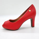 Vizzano 1840-300 Mid Heel Peeptoe Pump in Red Napa