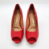 Vizzano 1840-300 Mid Heel Peeptoe Pump in Red Napa