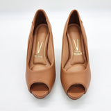 Vizzano 1840-300 Mid Heel Peeptoe Pump in Camel Napa