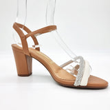 Vizzano 6262-1009 Block Heel Sandal in Camel / Off White