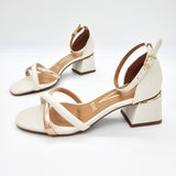 Vizzano 6428-131 Low Heel Sandal in Off White / Rose Gold