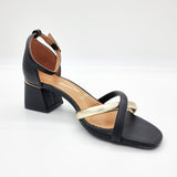 Vizzano 6428-131 Low Heel Sandal in Black/Golden