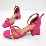 Vizzano 6428-131 Low Heel Sandal in Pink / Rose Gold