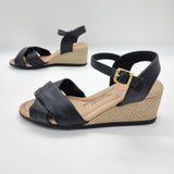 Modare 7164-100 Wedge Sandal in Black Napa