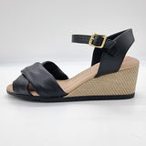 Modare 7164-100 Wedge Sandal in Black Napa