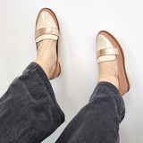 Beira Rio 4170-423 Round Toe Loafer Flat in Nude/Cream/Rose Gold