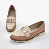 Beira Rio 4170-423 Round Toe Loafer Flat in Nude/Cream/Rose Gold