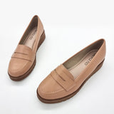 Beira Rio 4174-436 Round Toe Wedged Loafer Flat in Nude