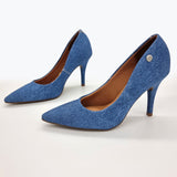 Vizzano 1184-1101 Pointy Toe Pump in Blue Denim