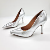 Vizzano 1184-1501 Pointy Toe Pump in Silver Metallic Napa