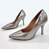 Vizzano 1184-1501 Pointy Toe Pump in Graphite Metallic Napa