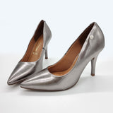 Vizzano 1184-1501 Pointy Toe Pump in Graphite Metallic Napa