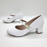 Beira Rio 4777-475 Low Heel Mary-Jane Pump in White Napa