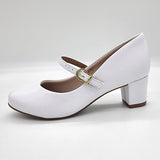 Beira Rio 4777-475 Low Heel Mary-Jane Pump in White Napa