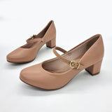 Beira Rio 4777-475 Low Heel Mary-Jane Pump in Nude Napa