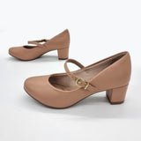 Beira Rio 4777-475 Low Heel Mary-Jane Pump in Nude Napa