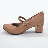 Beira Rio 4777-475 Low Heel Mary-Jane Pump in Nude Napa